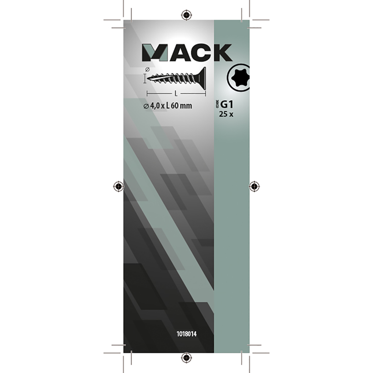 Mack 1018014 - spainplschr.vzkop-automontaje chapado en amarillo 25 piezas 4,0 x 60 mm | 5 piezas