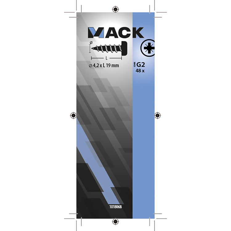 Mack 1018068 - tornillo autorroscante con cabeza cilíndrica galvanizada. 48 piezas 4,2 x 19 mm | 5 piezas