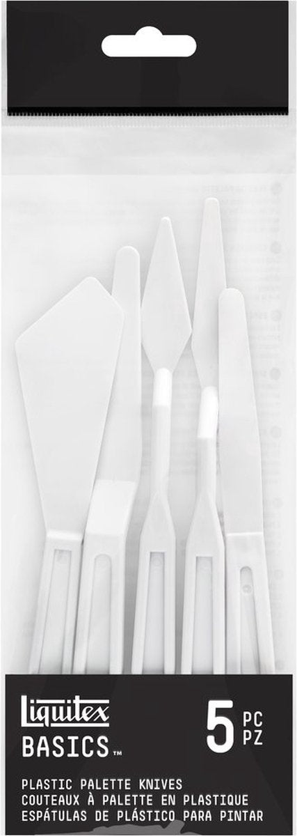 Liquitex 3699371 set di spatole in plastica basics – 5 pezzi | per impasto, acrilico, pittura ad olio - set di coltelli per pittura in plastica