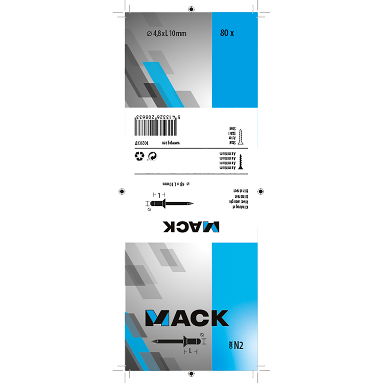Mack 1020317 - 80 grapas ciegas aluminio 4,8x10mm | 5 piezas