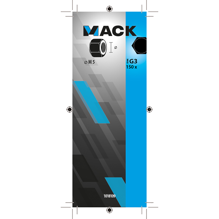 Mack 1018109 - tuerca hexagonal acero galvanizado 150 uds m 5 | 5 piezas