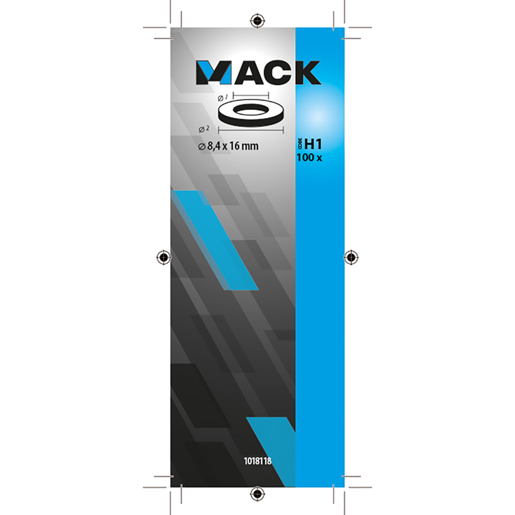 Mack 1018118 - arandela acero galvanizado 100 uds 8,4 x 16 mm | 5 piezas