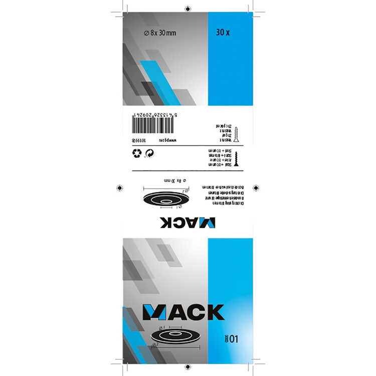 Mack 1019978 - anillo de sellado bituminoso galvanizado 30 piezas 8 x 30 mm | 5 piezas
