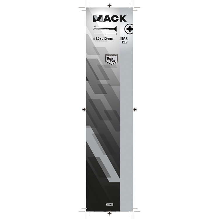Mack 1020003 - tornillo aglomerado cabeza vz acero inoxidable 12 piezas 5,0 x100 mm | 5 piezas