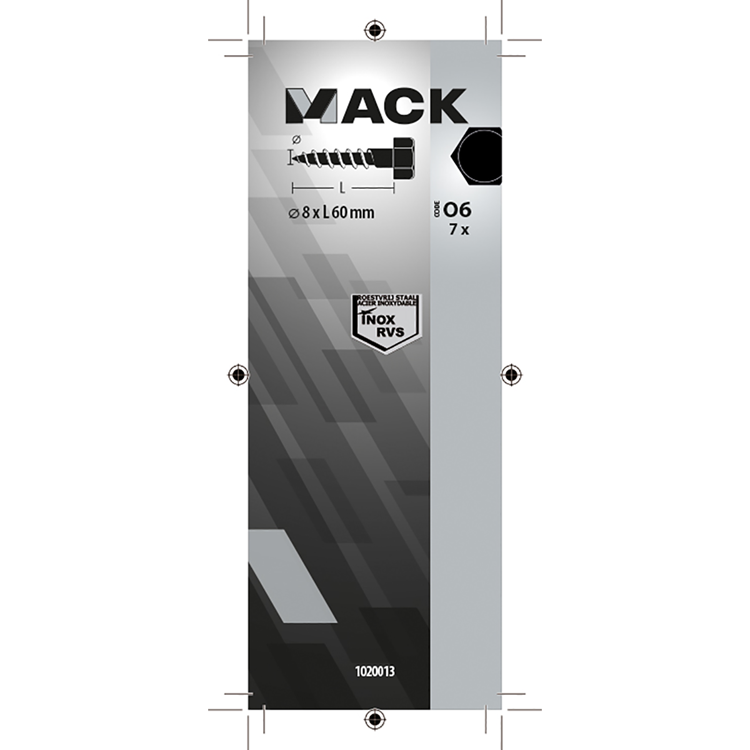 Mack 1020013 - perno roscado para madera acero inoxidable 7 piezas 8 x 60 mm | 5 piezas