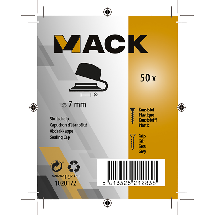 Mack 1020172 - carcasa de cierre gris 50 uds. 7 mm | 5 piezas