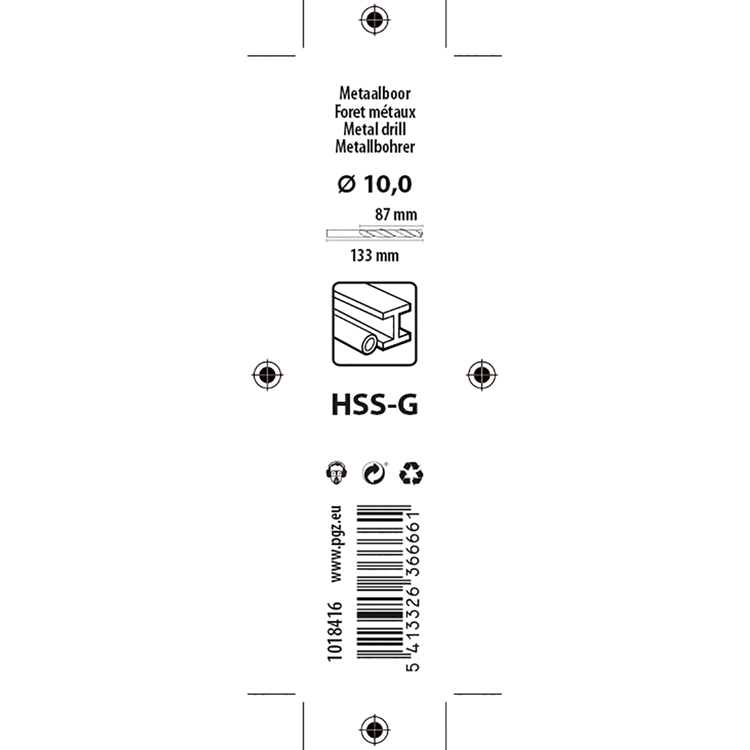 Mack 1018416 - taladro para metal hss g din 338 ø 10,0 x 133 mm | 5 piezas