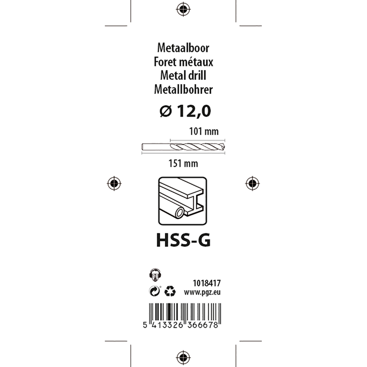 Mack 1018417 - taladro para metal hss g din 338 ø 12,0 x 151 mm | 5 piezas