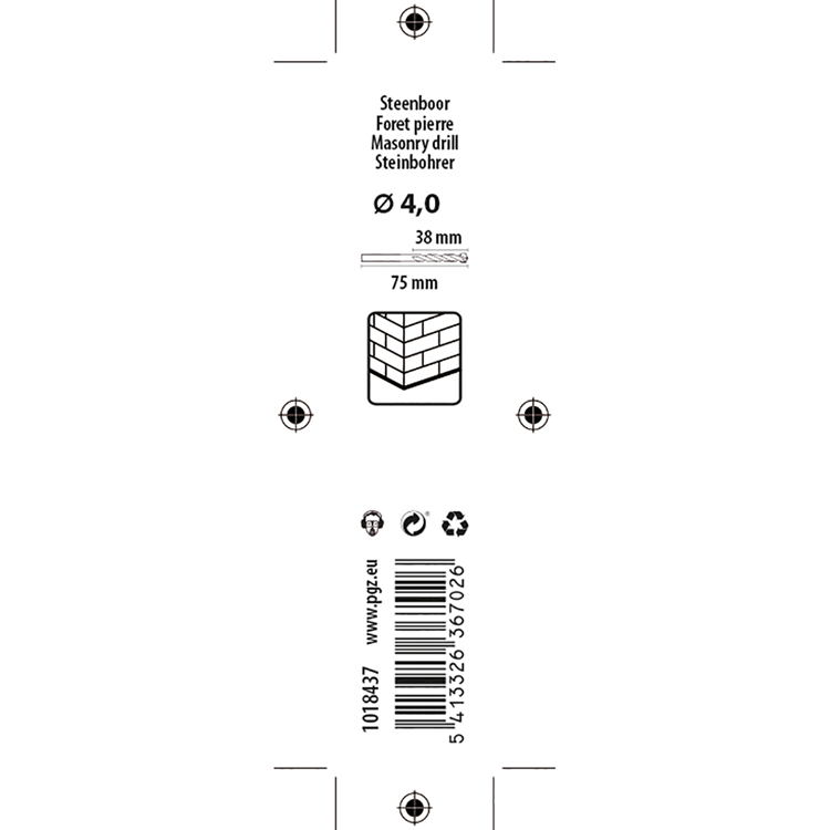 Mack 1018437 - Broca para mampostería ø 4,0 x 75 mm | 5 piezas