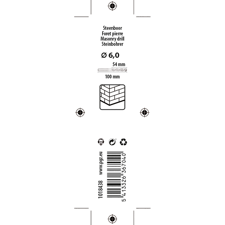 Mack 1018438 - Broca para mampostería ø 6,0 x 100 mm | 5 piezas