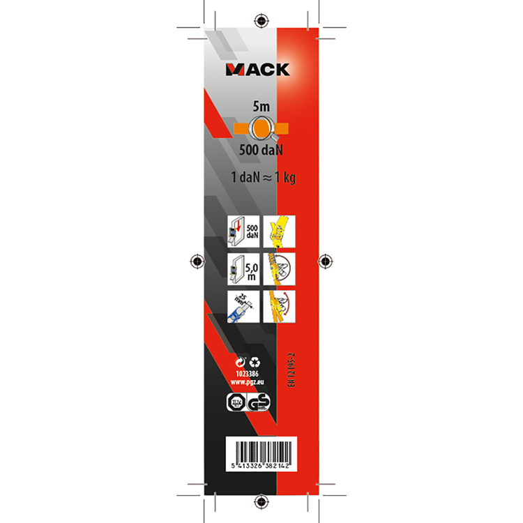 Mack 1023386 - correa tensora poliéster, tensor de trinquete 25mm-5m max500kg | 3 piezas