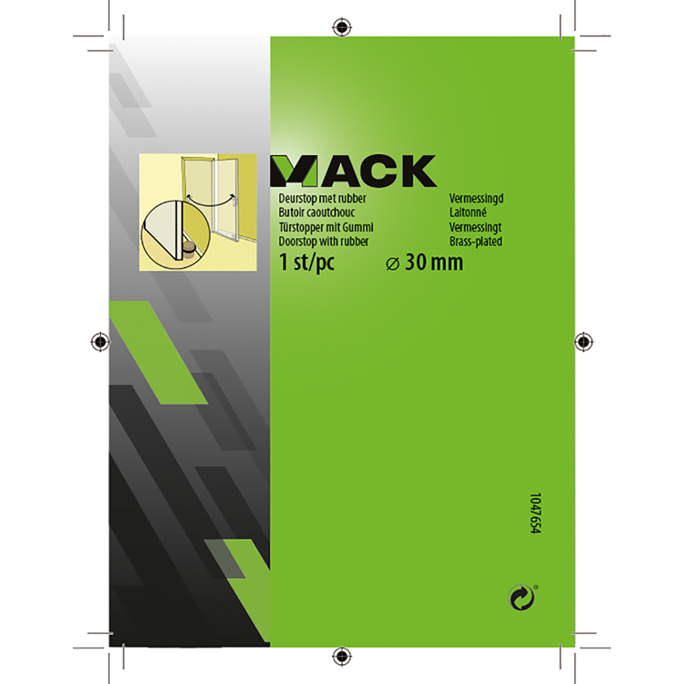 Mack 1047654 - deurstop met rubber vermessingd ø 30 mm 1 st pc | 6 stuks
