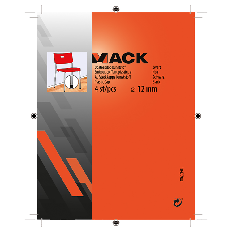 Mack 1047700 - tappo in plastica nero ø 12 mm 4 pz | 6 pezzi