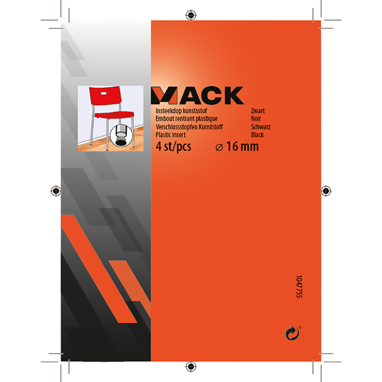 Mack 1047755 - tappo in plastica nero ø 16 mm 4 pz | 6 pezzi