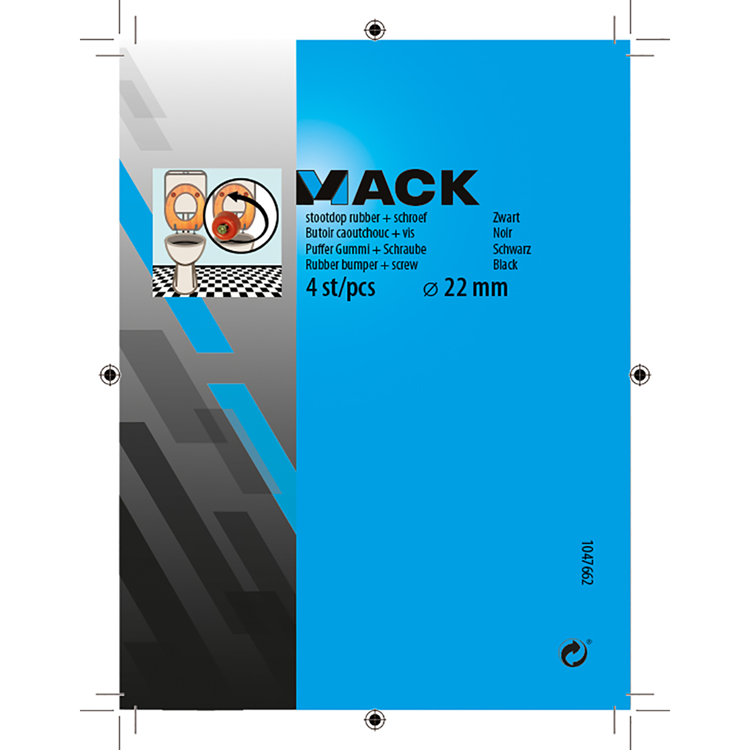 Mack 1047662 - tappo in gomma + vite nero ø 22 mm 4 pz | 6 pezzi