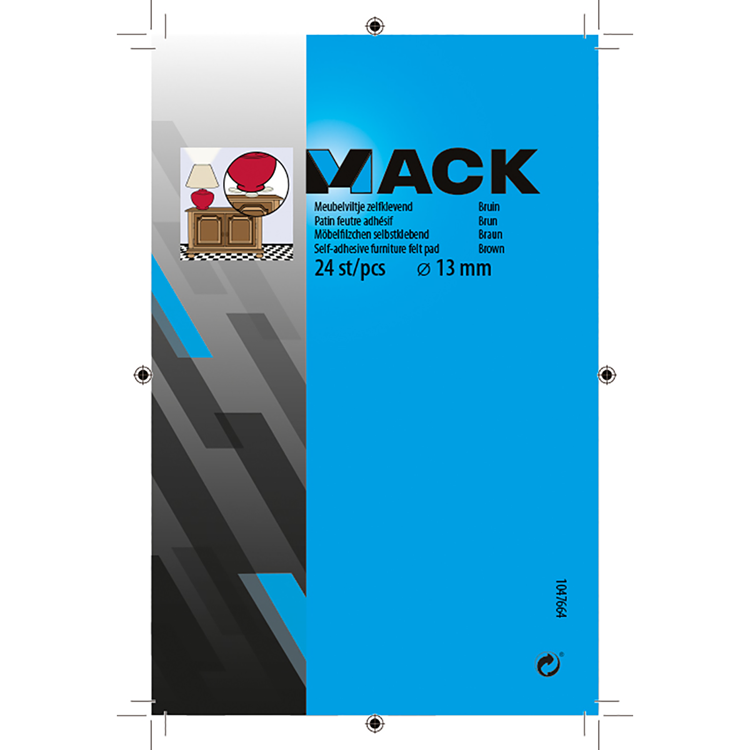 Mack 1047664 - feltro per mobili autoadesivo marrone ø 13 mm 24 pz | 12 pezzi