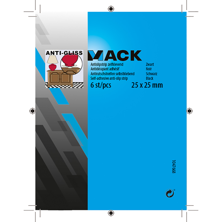 Mack 1047668 - striscia antiscivolo autoadesiva nera 25 x 25 mm 6 pz | 12 pezzi