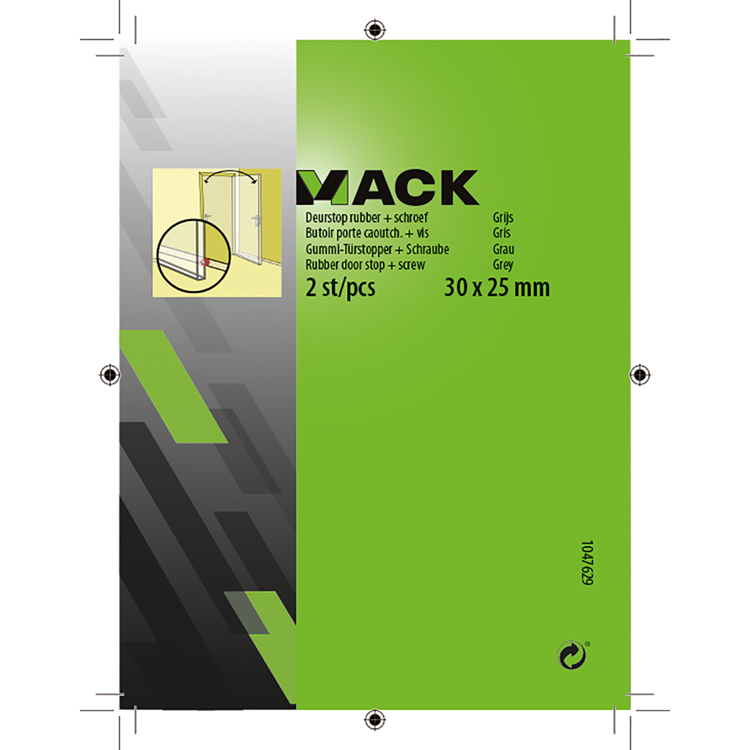 Mack 1047629 - gomma fermaporta + vite grigia 30 x 25 mm 2 pz | 6 pezzi