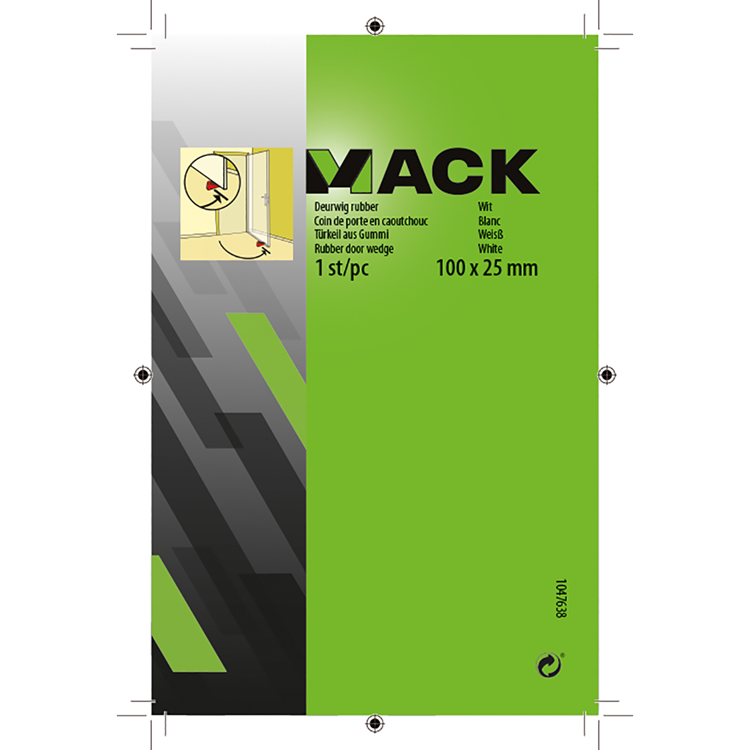 Mack 1047638 - deurwig rubber wit 100 x 25 mm 1 st pc | 6 stuks
