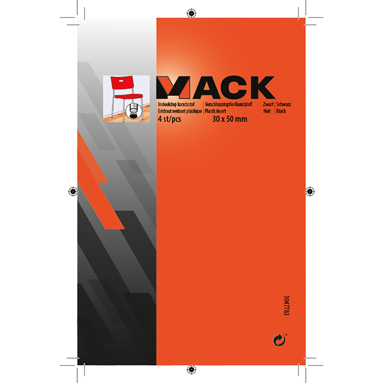 Mack 1047783 - tappo in plastica nero 30 x 50 mm 4 pz | 6 pezzi