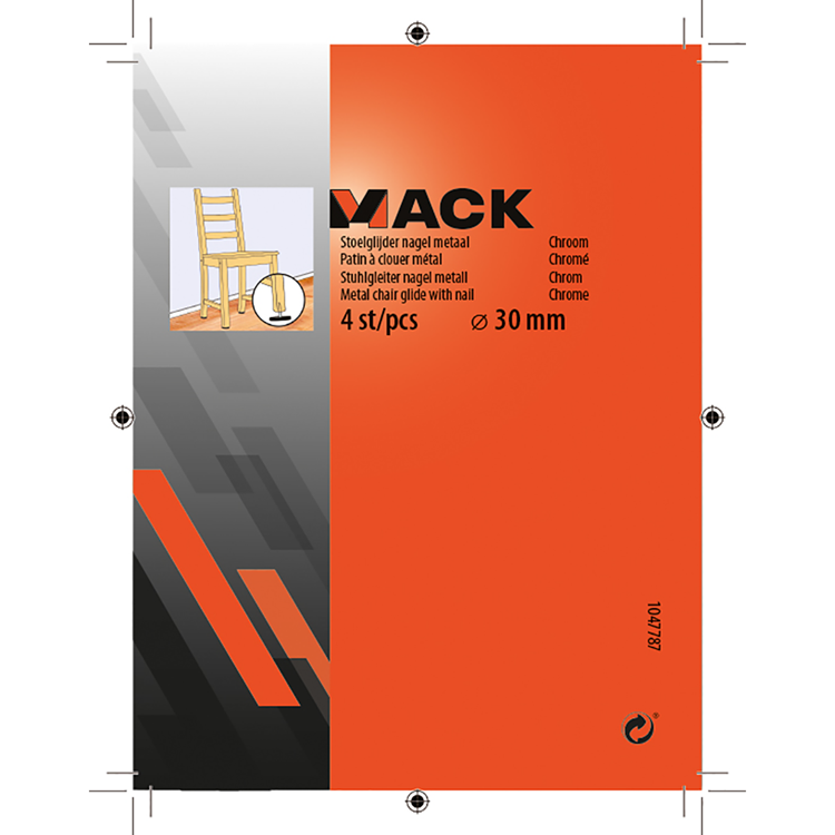 Mack 1047787 - puntale per sedia chiodo metallo cromato ø 30 mm 4 pz | 6 pezzi