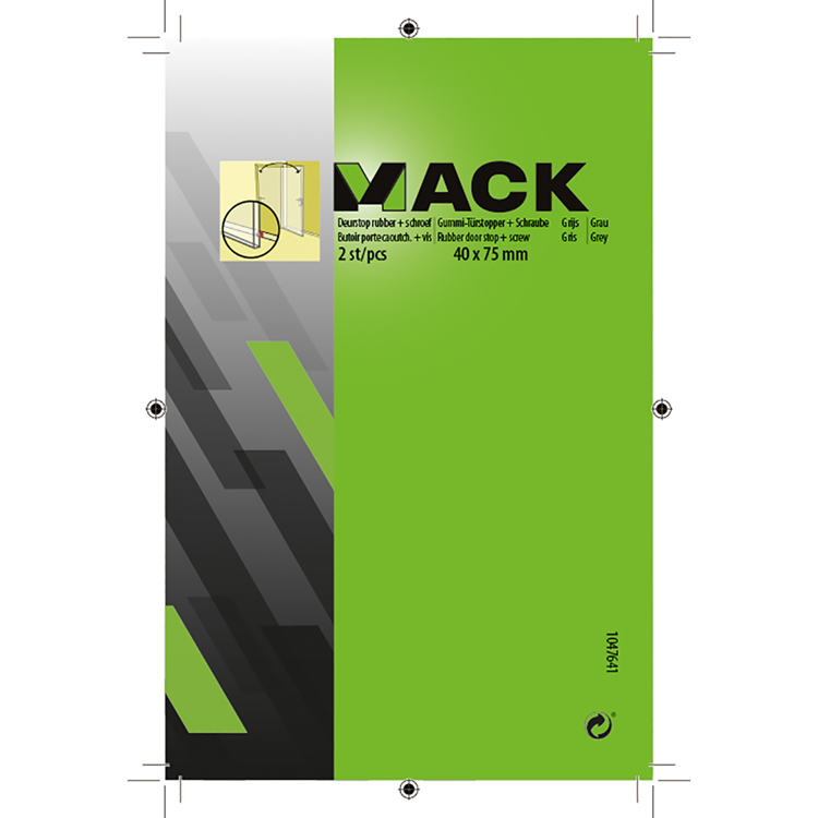 Mack 1047641 - gomma fermaporta + vite grigia 40 x 75 mm 2 pz | 6 pezzi