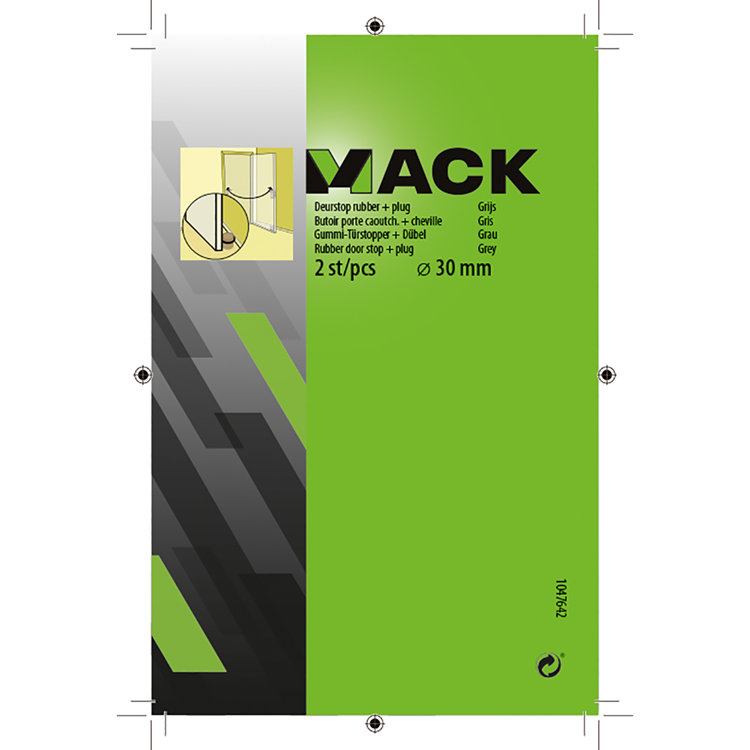 Mack 1047642 - deurstop rubber + plug grijs ø 30 mm 2 st pcs | 6 stuks