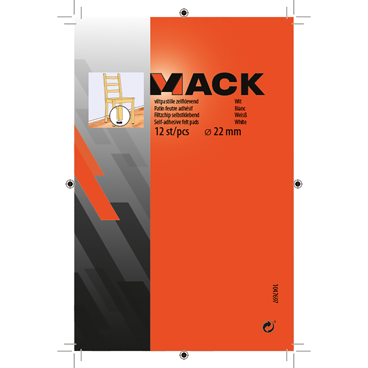 Mack 1047697 - pastiglia in feltro autoadesiva bianca ø 22 mm 12 pz | 12 pezzi