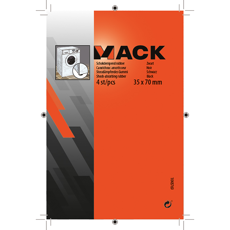 Mack 1048769 - gomma ammortizzante nera 35 x 70 mm 4 pz | 6 pezzi