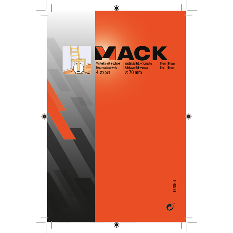 Mack 1048774 - feltro rinforzato + vite marrone ø 70 mm 4 pz | 6 pezzi
