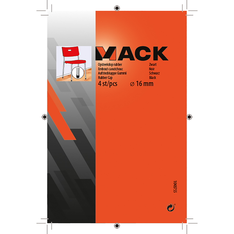 Mack 1048755 - tappo in gomma nero ø 16 mm 4 pz | 6 pezzi