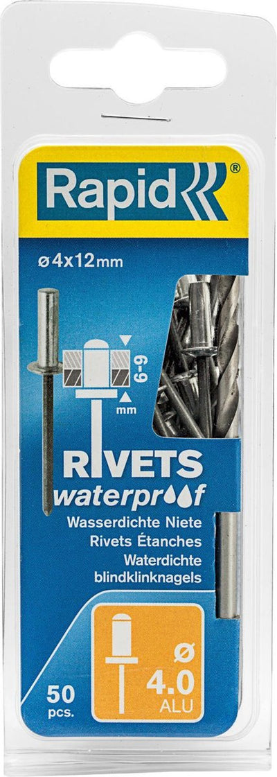 Rapid 5000400 rivetti ciechi impermeabili incl. trapano - alluminio - 4x12mm (50pz)