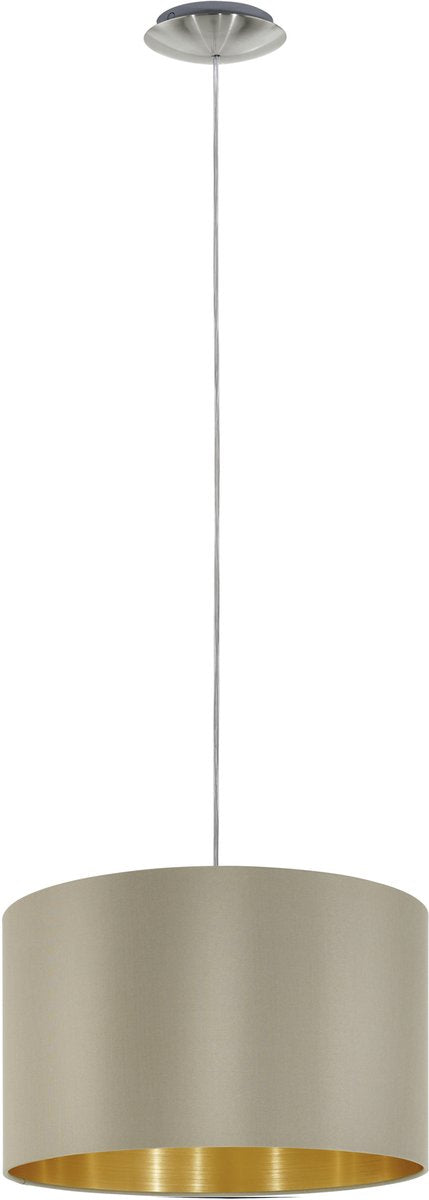 Eglo maserlo - lampada a sospensione - 1 luce - ø38 cm - tessuto - tortora, oro