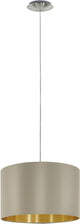 Eglo maserlo - lampada a sospensione - 1 luce - ø38 cm - tessuto - tortora, oro