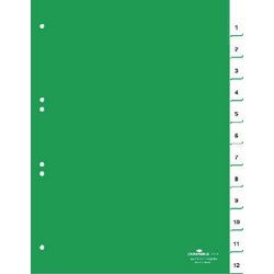 Tabs durevole 6210 pvc a4 230x297mm 1-12 12 tabs verde
