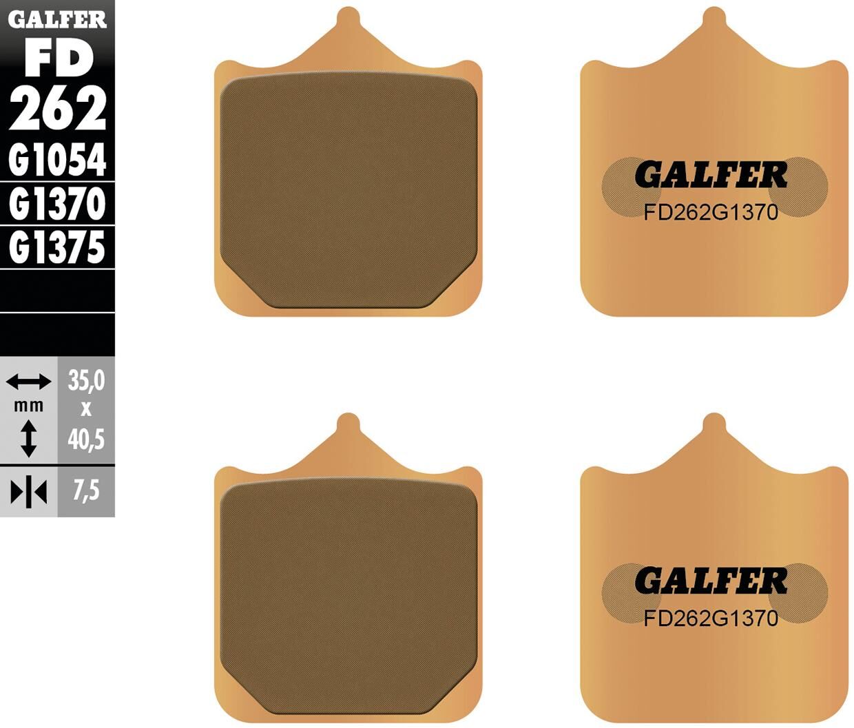 Galfer bremsbelag fd262 brake pad fd262 g1370 sint. metal street