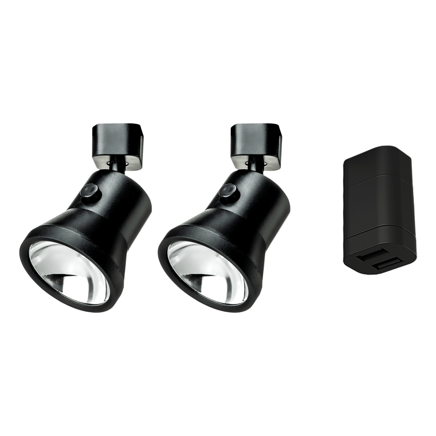Starter set - 2x faretti Lanciano neri grandi + doppia connessione USB-A
