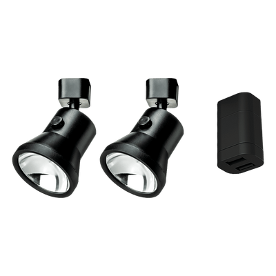 Starter set - 2x faretti Lanciano neri grandi + doppia connessione USB-A