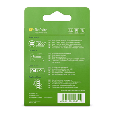 GP Batterías AAA recargables 850MAH NIMH 4PK