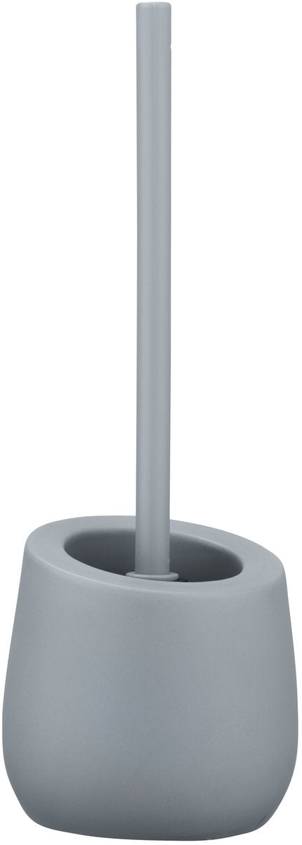Wenko escobillero badi cerámica gris mate con cabezal de cepillo de silicona - escobillero con soporte - escobillero con soporte independiente