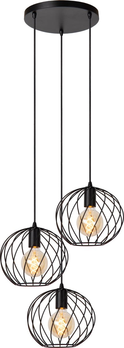 Lucide danza - lampada a sospensione - ø 50 cm - 3xe27 - nero