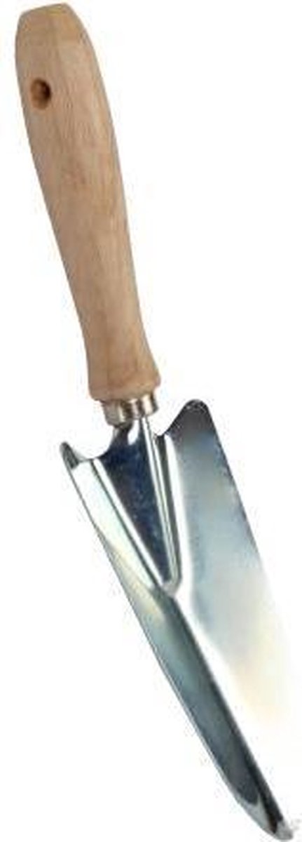 Talen tools â€“ verplantschepje â€“ breed â€“ verzinkt staal â€“ houten handvat