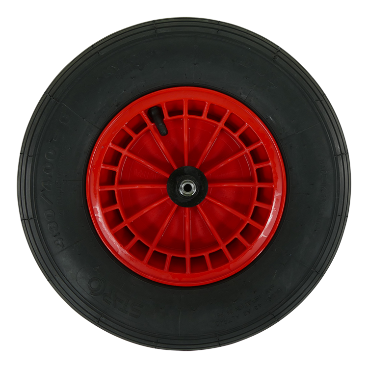 Rueda fort 480400x8llanta plastico eje rojo 13cm 2capas