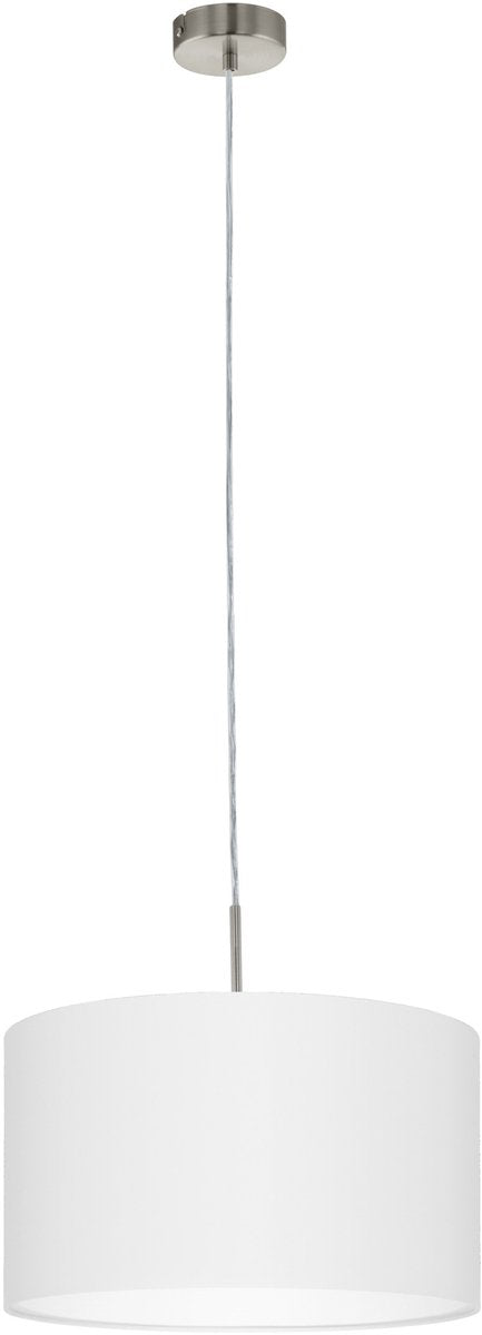 Eglo pasteri - lampada a sospensione - 1 luce - ø38 cm - nichel opaco - bianco