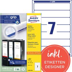 Etichette per dorso di cartelle avery l4760-100 38 mm bianco opaco