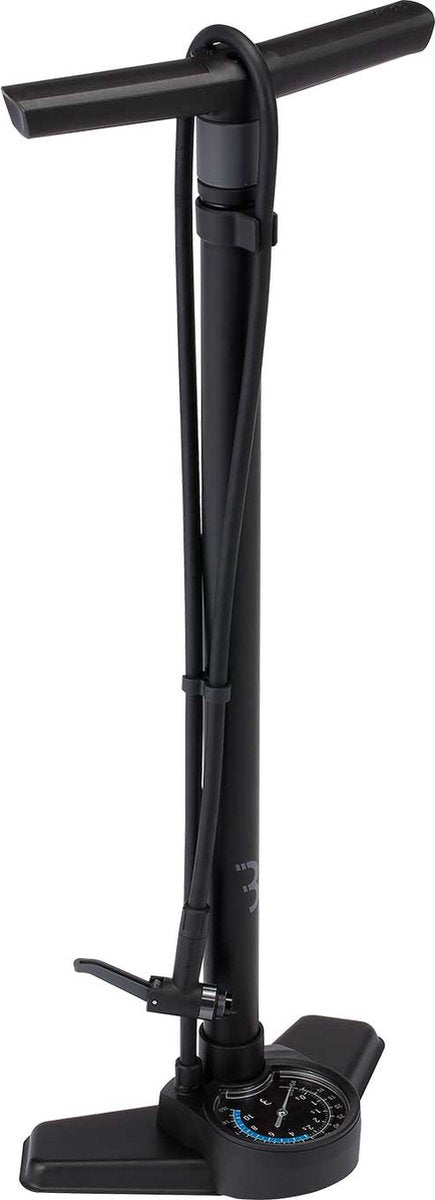 Pompa da bicicletta Bbb Cycling Airswitch con manometro - 11 bar 160 psi - valvole: Dunlop, Presta Schräder - pompa da pavimento ad alta pressione per bici da corsa e MTB - nero - BFP-41