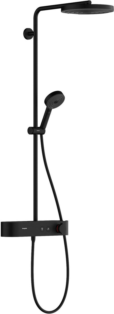 Hansgrohe pulsafy s showerpipe 260 1jet ecosmart con tavoletta doccia select 400 nero opaco