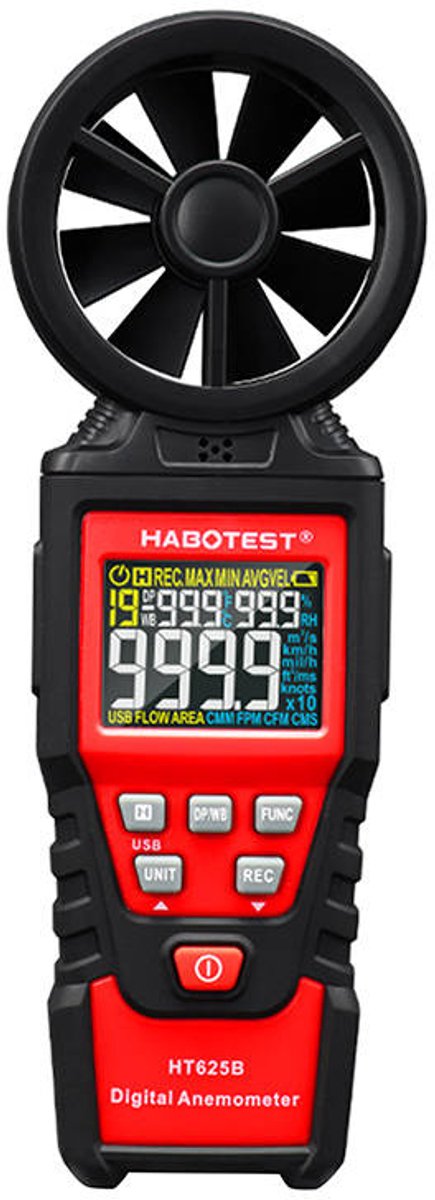Anemometro digitale Habotest misuratore di velocità del vento ht625b per applicazioni