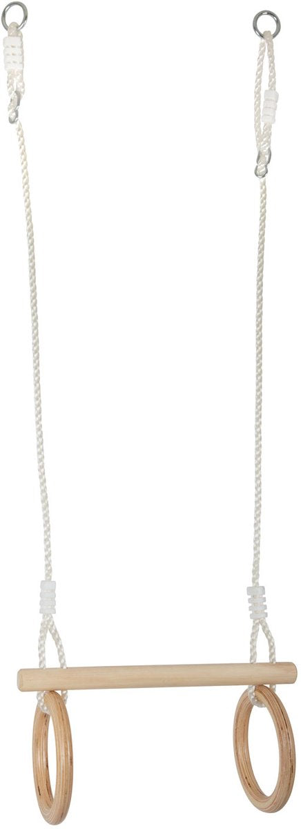 Trapecio de madera de pie pequeño con anillos de gimnasia, 100 cm