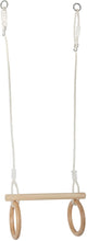 Trapecio de madera de pie pequeño con anillos de gimnasia, 100 cm
